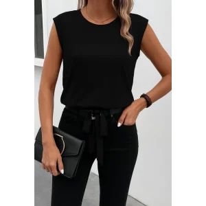 Kadın Sıfır Kol Etek Ucu Bağlama Detay Ithal Krep Bluz