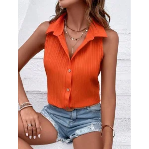 Kadın Sıfır Kol Pamela Kumaş Gömlek