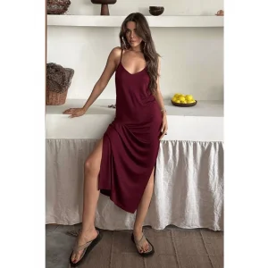 Kadın Siyah Asansör Askılı Çift Yırtmaçlı Helen Elbise