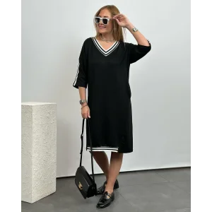 Kadın Siyah Diz Üstü Ribanalı Elbise