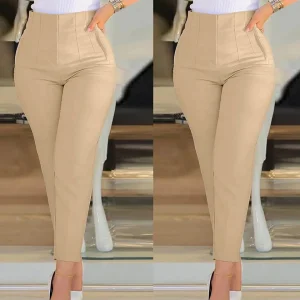Kadın üste Oturan Paçası Bilek üzerinde Biten Krep Kumaş Pantolon 36 (S) - 50 (5XL)