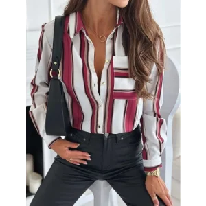 Kadın Uzun Kol Cep Detay Dijital Baskılı Mosskrep Kumaş Gömlek