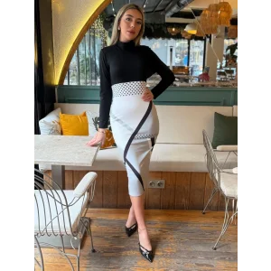 Kadın Uzun Kollu Balıkçı Yaka Dalgıç Midi Boy Elbise