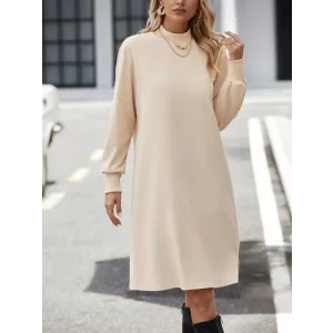 Kadın Uzun Kollu Balıkçı Yaka Kısa şardonlu Dalgıç Elbise