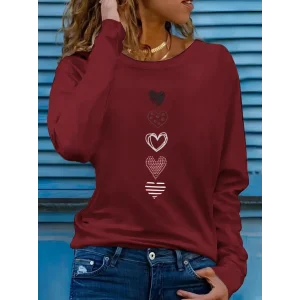 Kadın Uzun Kollu Bisiklet Yaka Desenli Viskon Bluz