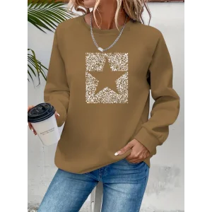 Kadın Uzun Kollu Bisiklet Yaka Desenli Viskon Iki Iplik Bluz