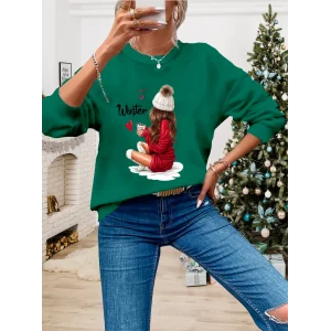 Kadın Yılbaşı özel Uzun Kollu Bisiklet Yaka Desenli Viskon Iki Iplik Bluz