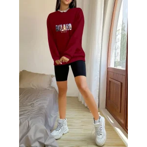 Kadın Uzun Kollu Bisiklet Yaka Desenli Viskon Iki Iplik Bluz