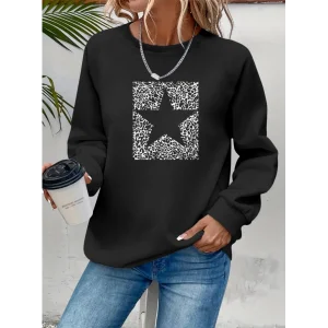 Kadın Uzun Kollu Bisiklet Yaka Desenli Viskon Iki Iplik Bluz