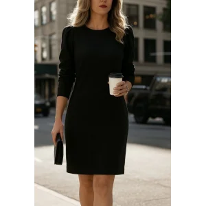 Kadın Uzun Kollu Bisiklet Yaka Iki Iplik Elbise