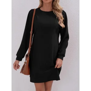 Kadın Uzun Kollu Bisiklet Yaka Iki Iplik Elbise