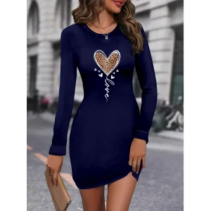 Kadın Uzun Kollu Bisiklet Yaka Kısa Viskon Iki Iplik Elbise