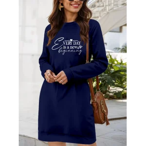 Kadın Uzun Kollu Bisiklet Yaka Kısa Viskon Iki Iplik Elbise