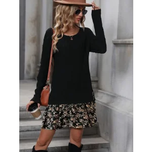 Kadın Uzun Kollu Bisiklet Yaka şardonlu Kaşkorse Bluz Ve Süprem Etek