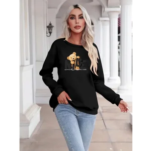 Kadın Uzun Kollu Bisiklet Yaka Viskon Iki Iplik Bluz