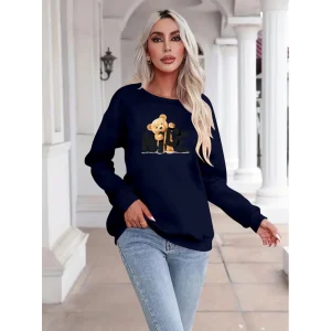 Kadın Uzun Kollu Bisiklet Yaka Viskon Iki Iplik Bluz