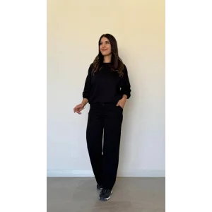 Kadın Uzun Kollu Bisiklet Yaka Viskon Iki Iplik Bluz Ve Pantolon Ikili Takım