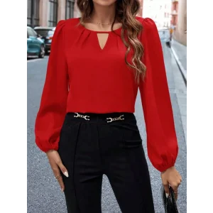 Kadın Uzun Kollu Damla Detaylı Ithal Krep Bluz