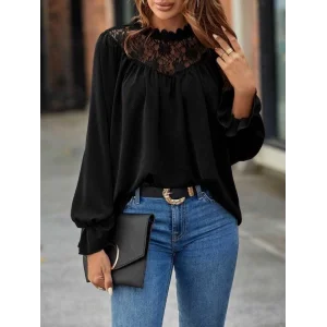 Kadın Uzun Kollu Dantelli Salaş Sandy Bluz