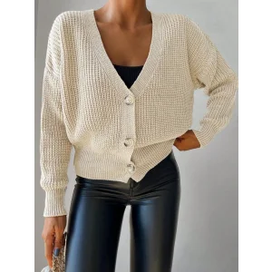 Kadın Uzun Kollu Düğme Detay Triko Bluz