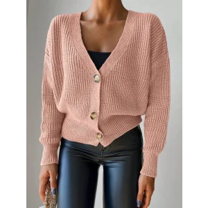 Kadın Uzun Kollu Düğme Detay Triko Bluz