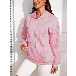 Kadın Uzun Kollu Kapşonlu Bağcıklı Cepli Capitone Sweatshirt