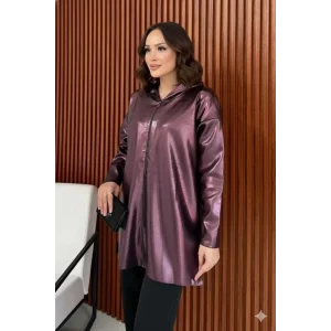 Kadın Uzun Kollu Kapüşon Detay Fermuarlı Tunik Hırka