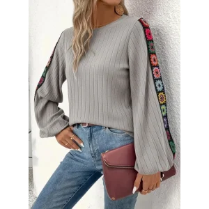 Kadın Uzun Kollu Kayık Yaka şardonlu Kaşkorse Bluz