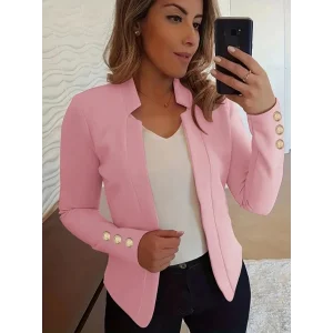 Kadın Uzun Kollu Kol Düğme Detay Ithal Krep Ceket