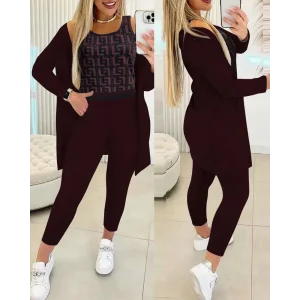 Kadın Uzun Kollu Krep üçlü Takım