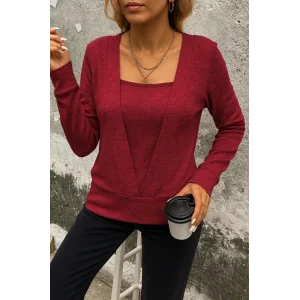 Kadın Uzun Kollu Kruvaze Yaka Kol Ve Etek Ucu Manşet Detay Yumoş Bluz