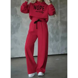 Kadın Uzun Kollu Nope Baskılı Beli Ribanalı Ikili Takım