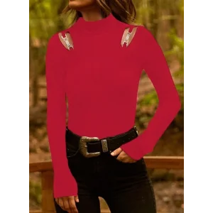 Kadın Uzun Kollu Omuz Dekolte Ve Aksesuar Detay Viskon Bluz