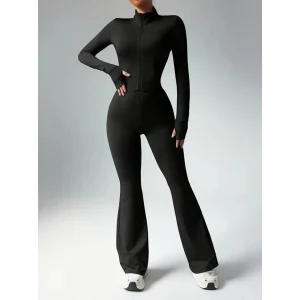 Kadın Uzun Kollu önden Fermuarlı Kısa Dalgıç Bluz Ve Pantolon Ikili Takım