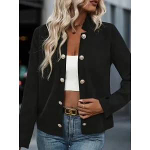 Kadın Uzun Kollu önü Açık Düğmeli Scuba Dalgıç Ceket