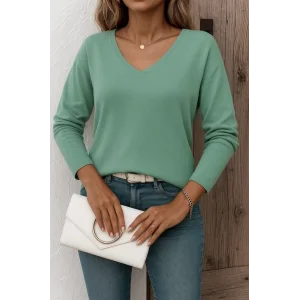 Kadın Uzun Kollu V Yaka Triko Bluz