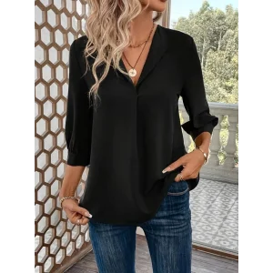 Kadın Uzun Kollu V Yakalı Sandy Bluz