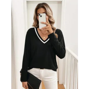 Kadın Uzun Kollu V Yakalı Viskon Iki Iplik Bluz