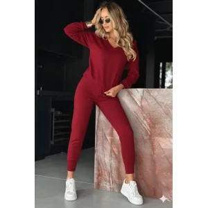 Kadın Uzun Kollu V Yakalı Viskon Iki Iplik Bluz Ve Pantolon Ikili Takım