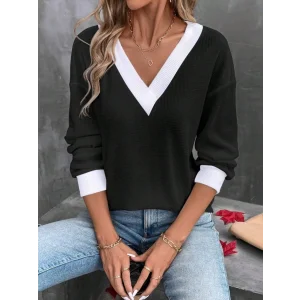 Kadın Uzun Kollu V Yakalı Waffle Bluz