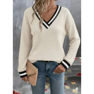 Kadın Uzun Kollu V Yakalı Waffle Bluz