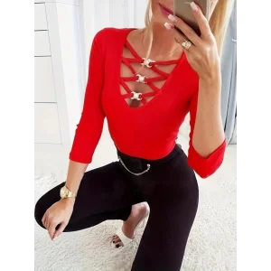 Kadın Uzun Kollu Yakadan çapraz Detaylı Kaşkorse Bluz