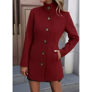 Kadın Uzun Kollu Yakalı önden Düğmeli Astarsız Ithal Kaşe Kaban