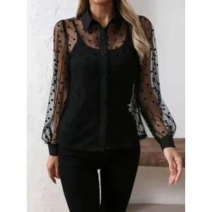 Kadın Uzun Kollu Yakalı şeffaf Tül Detaylı Ve Viskon Atlet Ikili Takım