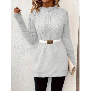 Kadın Uzun Kollu Yarı Balıkçı Yaka Triko Bluz