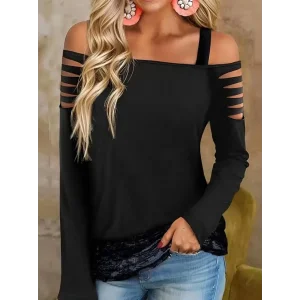 Kadın Uzun Lazer Kesik Detaylı Askılı Viskon Iki Iplik Bluz