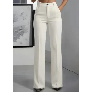 Kadın Yüksek Bel Cepli Ithal Krep Pantolon