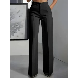 Kadın Yüksek Bel Cepli Ithal Krep Pantolon