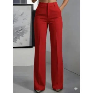 Kadın Yüksek Bel Cepli Ithal Krep Pantolon