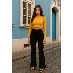 Kadın Yüksek Bel Ispanyol Paça Dalgıç Tayt